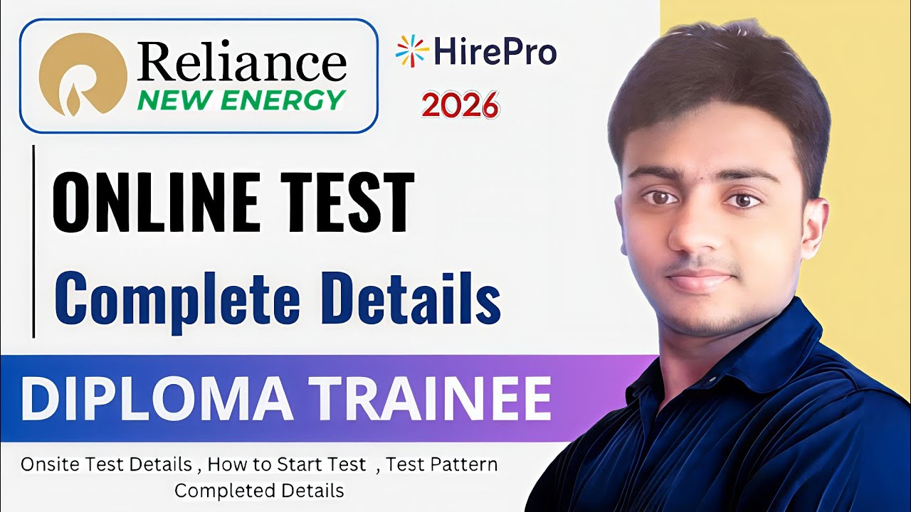 Reliance New Energy Hiring 2026। Online Assesment। Test Pattern Details। Reliance Diploma Trainee 