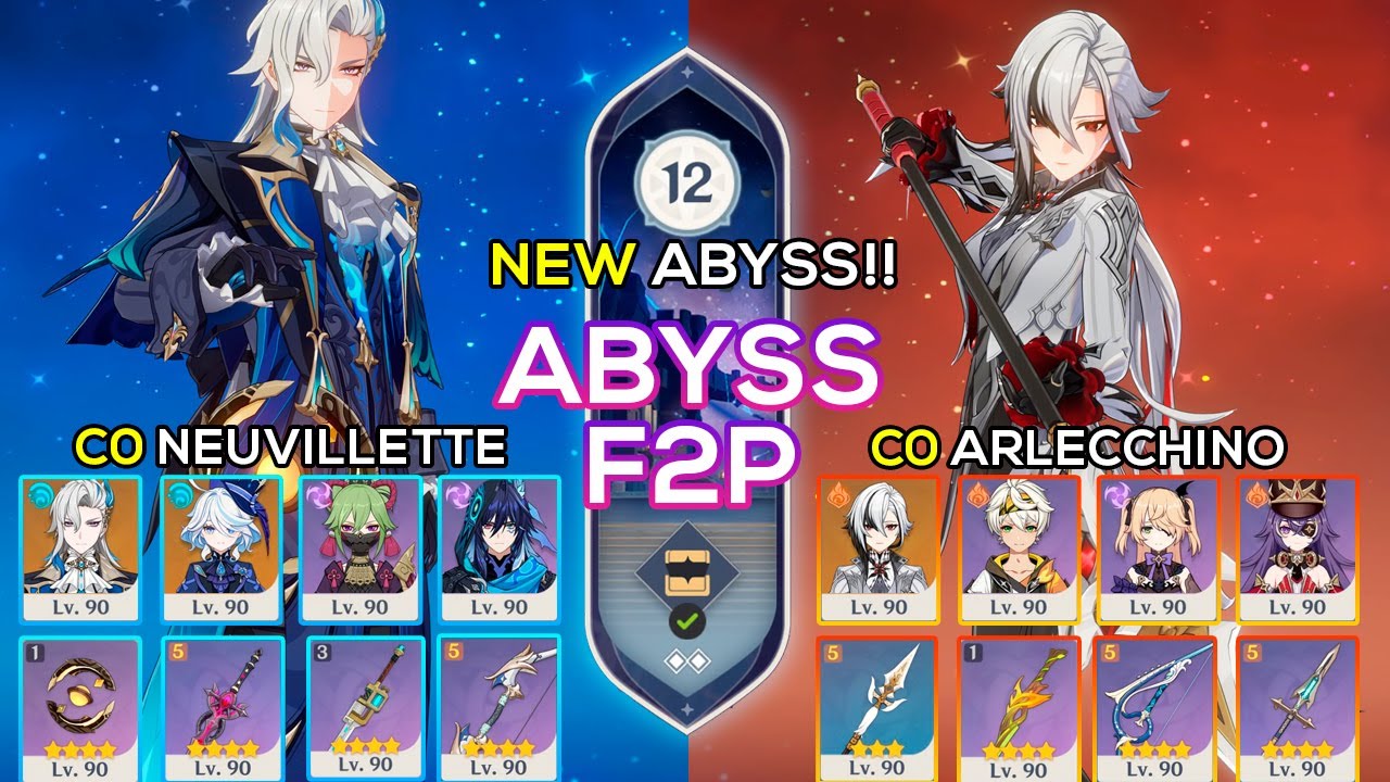 [F2P] C0 Neuvillette Electro-charged & C0 Arlecchino Overload | Spiral Abyss 5.8 | Genshin Impact
