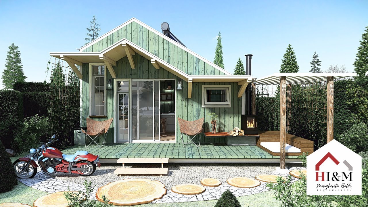 161sqft  Small Cabin: Tiny House Village | Off Grid Green Tiny Home