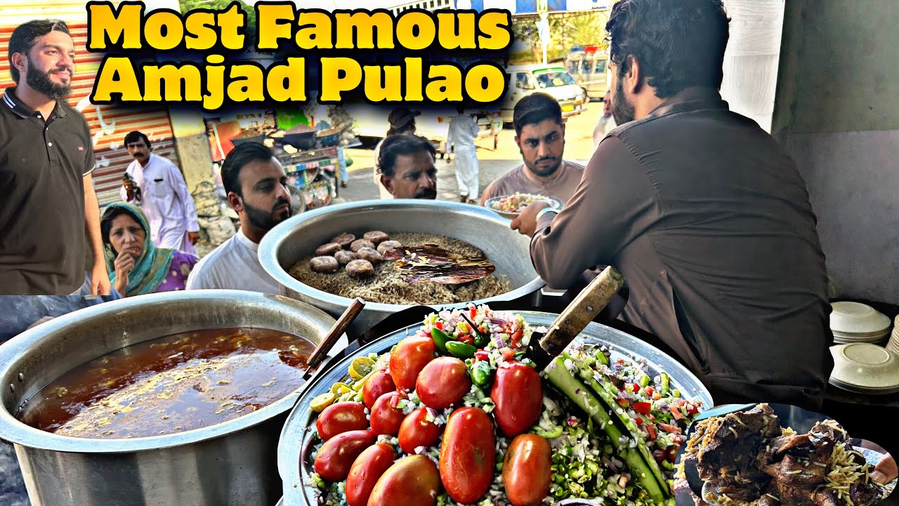 Amjad Desi Chicken Beef, Chana, Paye, Curry Pulao | Subah Ka Nashta  #streetfood #beef pulao