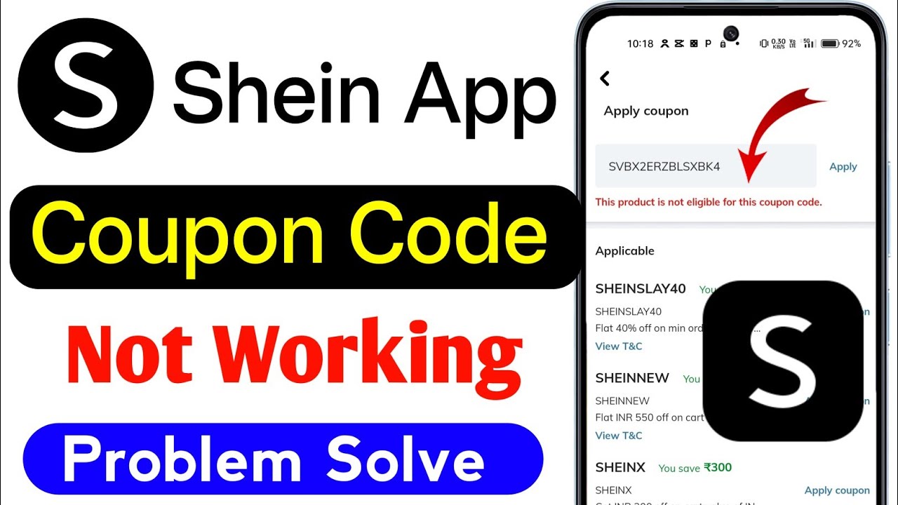 shein app this product is not eligible for this coupon code | shein app coupon not working ||