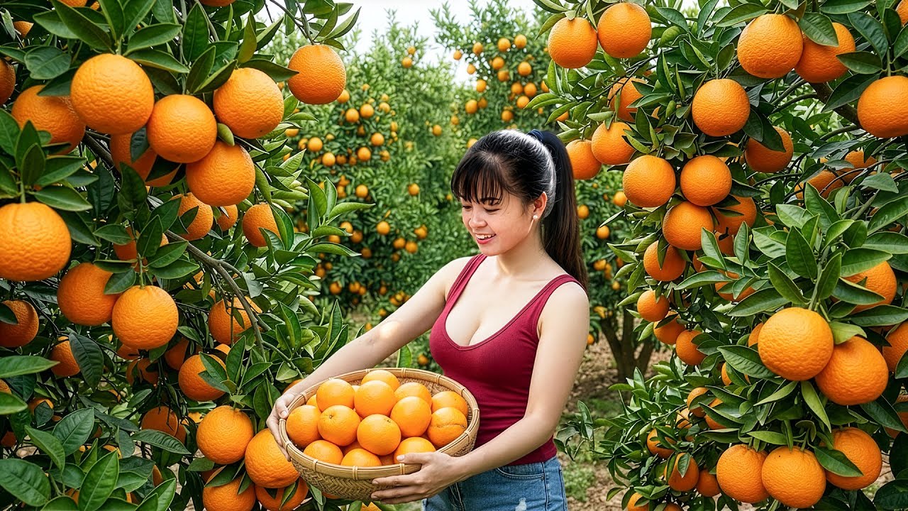 CEO Girl Harvests Loads of Fresh Oranges From the Farm and Sells Out the Local Market Fast