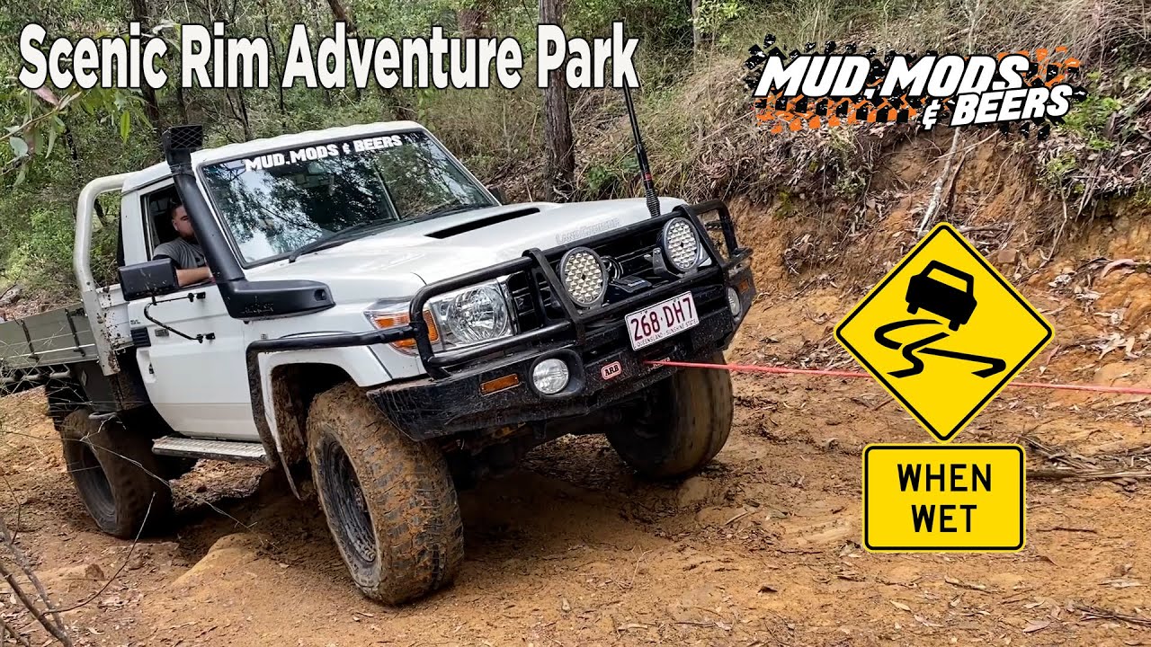 В парке приключений Scenic Rim так грязно и скользко! Land Cruiser 79-й серии чуть не перевернулся!