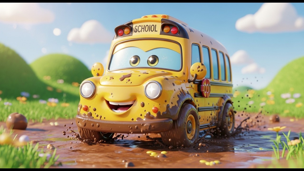 Muddy Toy School Bus in the Park | Fun Kids Nursery Rhymes 🚌🌳