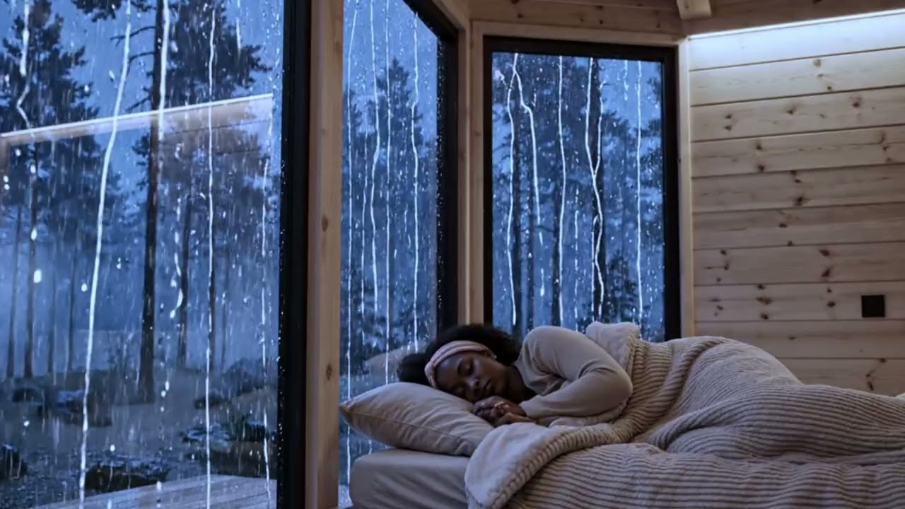 FALL ASLEEP INSTANTLY ⚡ Powerful Rainstorm Outside Forest Glass House — ASMR
