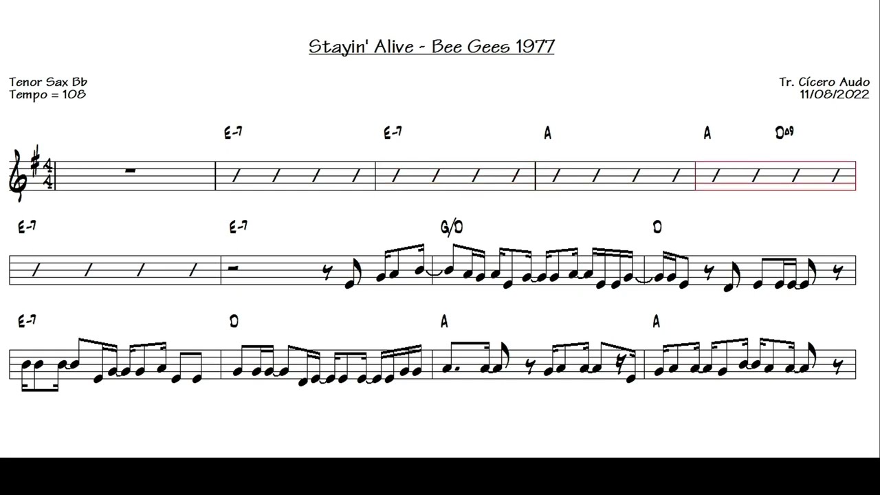 Stayin' Alive - Bee Gees 1977 (Tenor Sax Bb) [Sheet music]