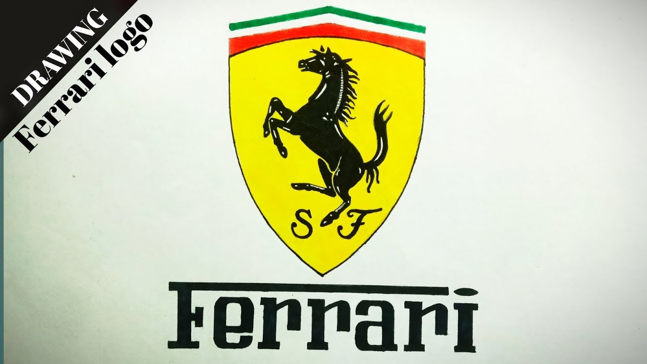 "lOGO DRAWING || Ferrari logo drawing || realistic car logo drawing (speed draw)'