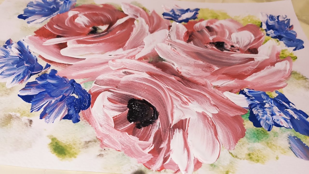 tutorial,ecco come dipingere rose colore rosa 🌹