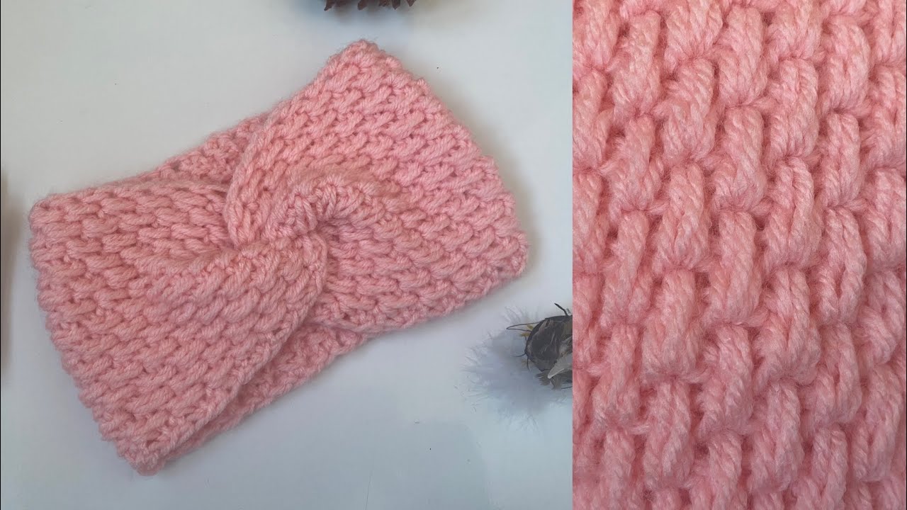 Crochet tunisien: ocean stitch ( bandeau)