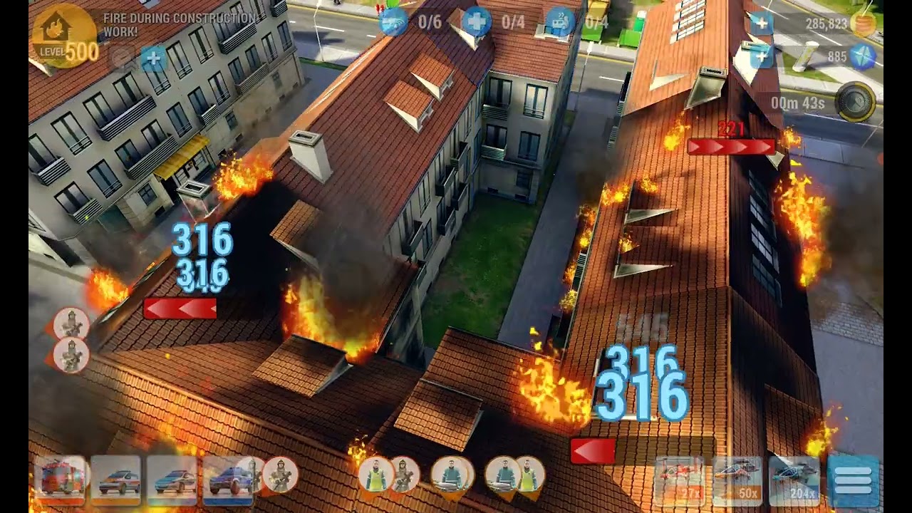 Emergency HQ, Hero Level 262, Fire during construction work