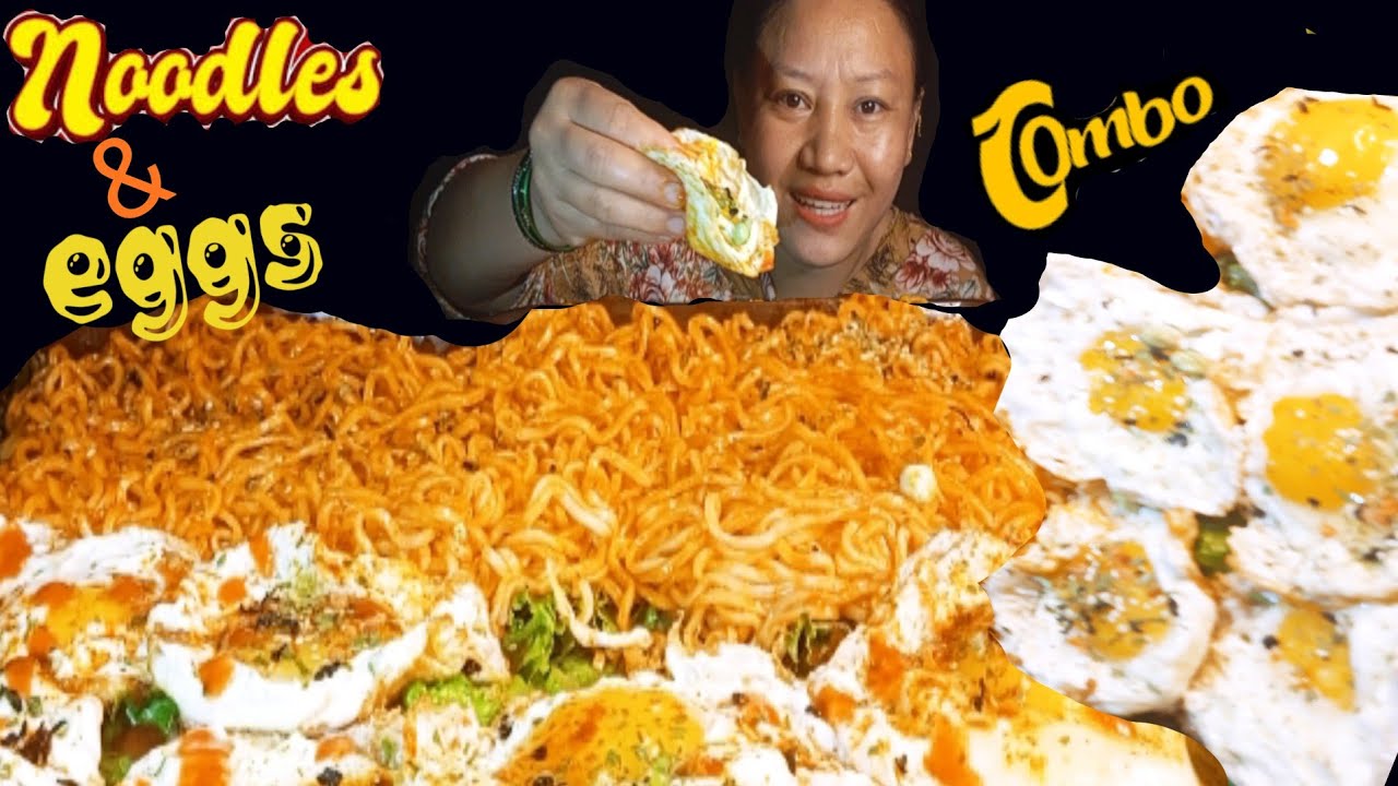 2X Spicy Korean Noodles & Spicy Sunnyside Eggs//🍜🌶️🥬#noodles#mukbang