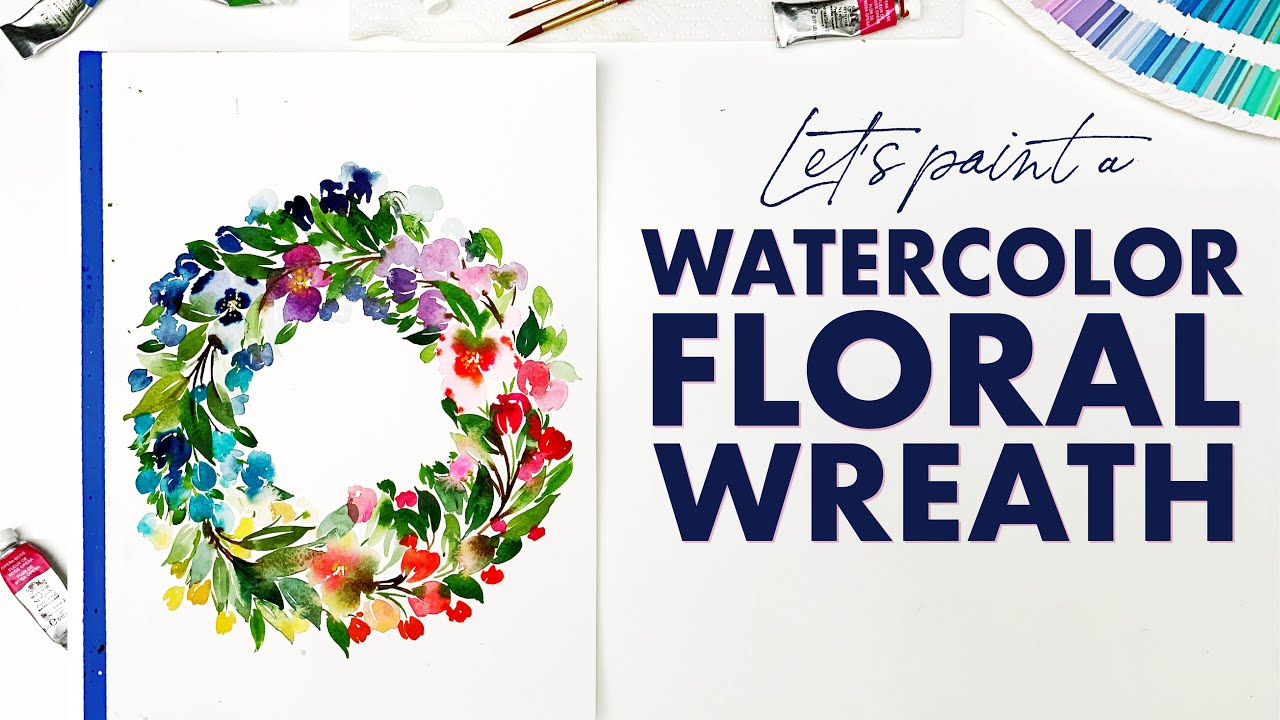 Paint this watercolor floral wreath with me!