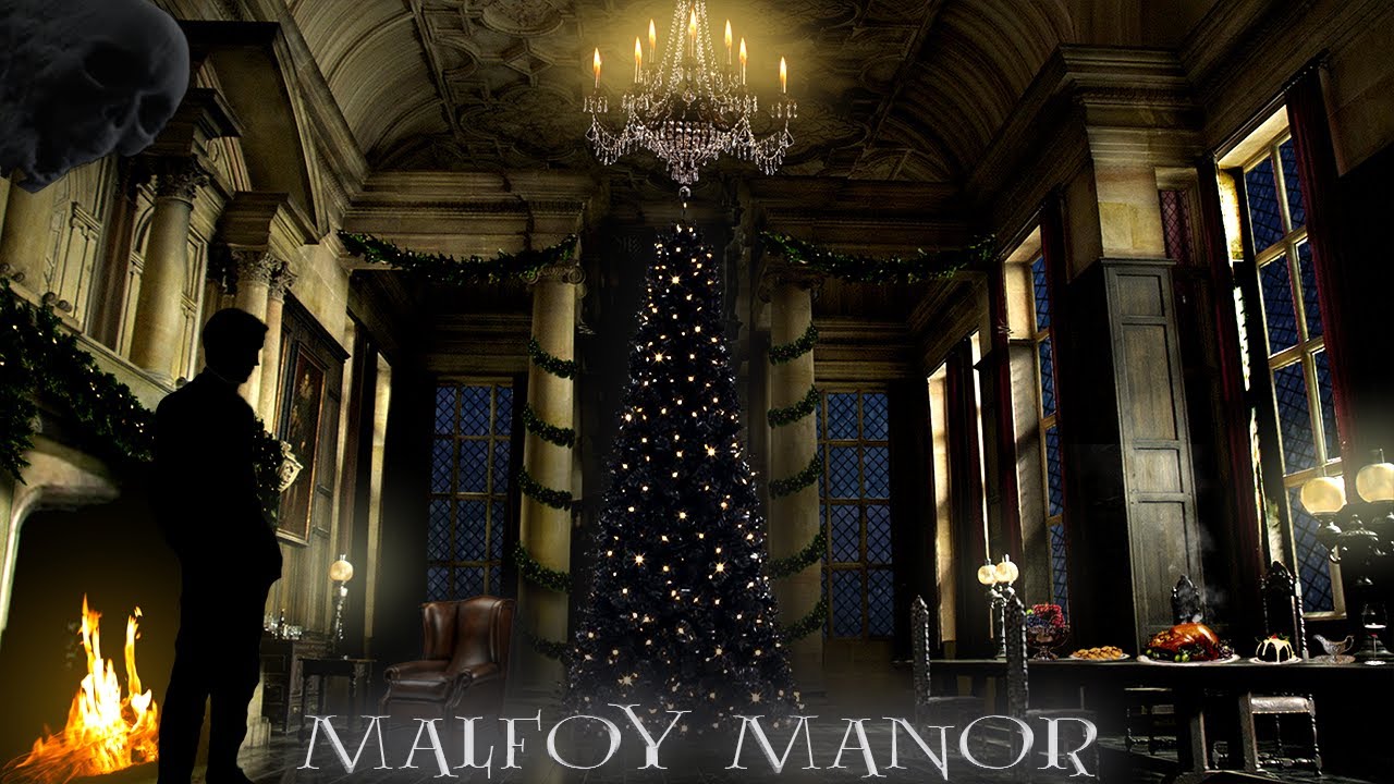 CHRISTMAS AT MALFOY MANOR 🐍 💀🎄 Harry Potter⚡️Inspired Ambience Relaxing piano music/Crackling Fire