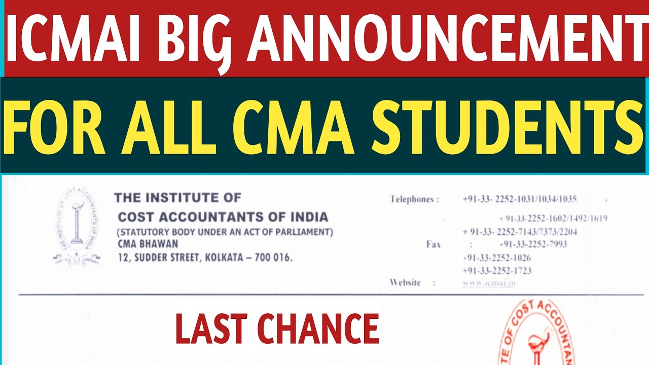 ICMAI IMPORTANT ANNOUNCEMENT | CMA December 2021 Exams | CMA Foundation, intermediate & Final