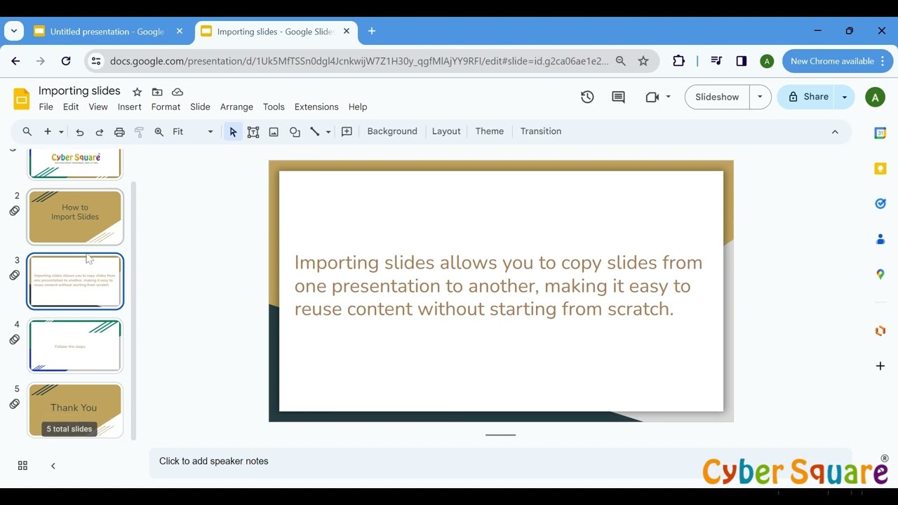 Importing Themes and Slides: A Guide for Google Slides Users.