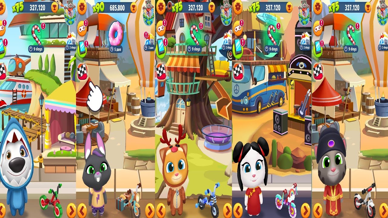 Tom Gold Run.Hank vs Becca vs Ginger vs Angela vs Tom Gameplay Android#44
