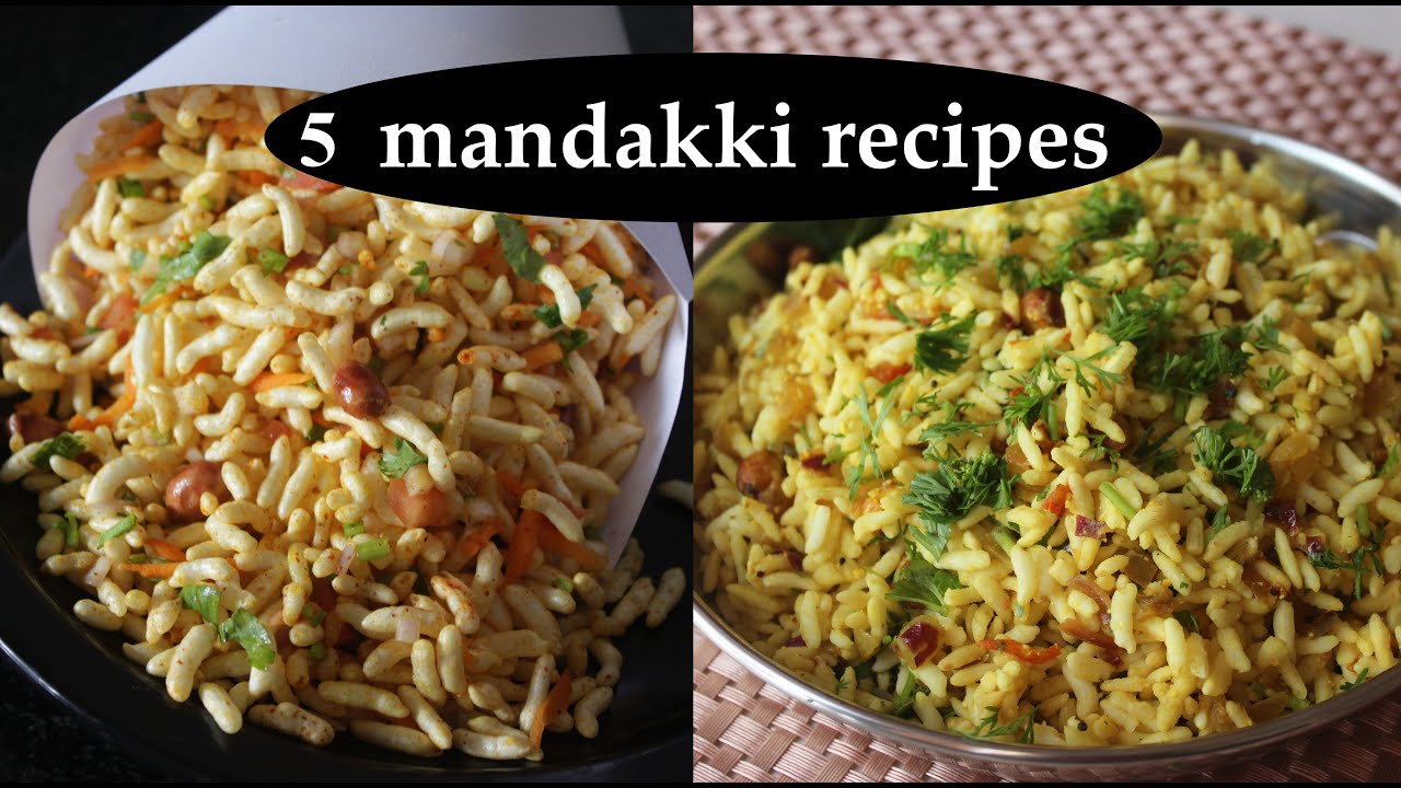 5 ಮಂಡಕ್ಕಿ (ಕಡ್ಲೆಪುರಿ) ರೆಸಿಪಿಗಳು | Mandakki recipes Kannada | Murmura snacks | Churmuri | Puffed rice