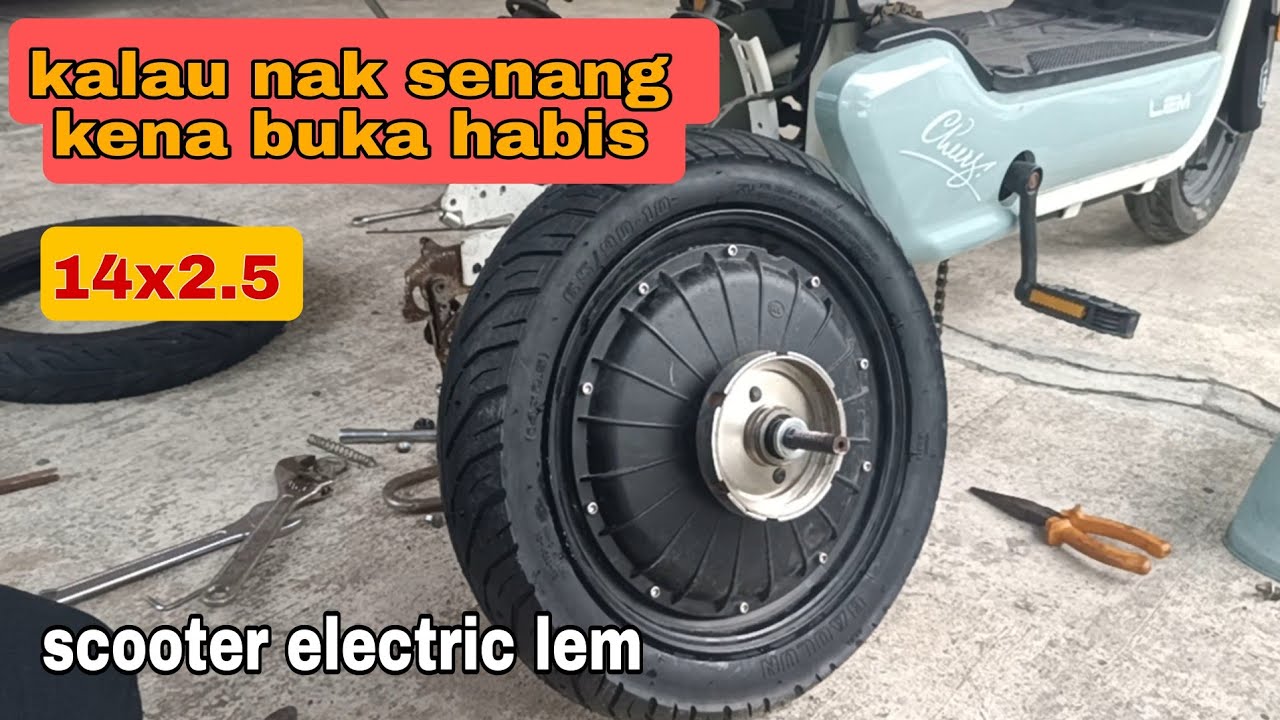 Tukar tayar scooter electric lem | 14x2.5