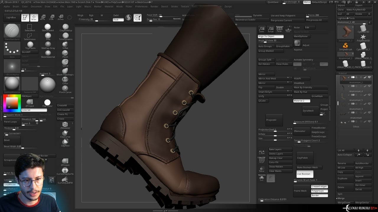 🛑 Live: Técnicas de escultura no Zbrush - Esculpindo uma bota