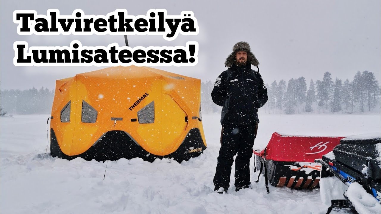 Retkeilyä järven jäällä pilkkiteltassa!