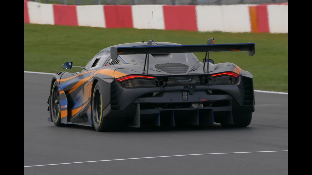 2023 McLaren 720S GT3 EVO in Action at Donington Park: Flypasts, Accelerations & Loud Sound!