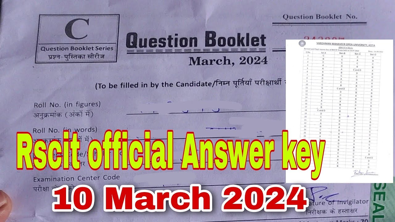 Rscit 10 March 2024 Answer Key | Rscit Exam Answer Key 2024 | Rscit Paper Answer Key| Rkcl Vmou