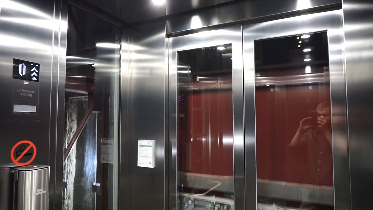 Amazing scenic 2015 KONE MonoSpace 700 MRL traction elevator @ Hotel Koldingfjord, Kolding, Denmark