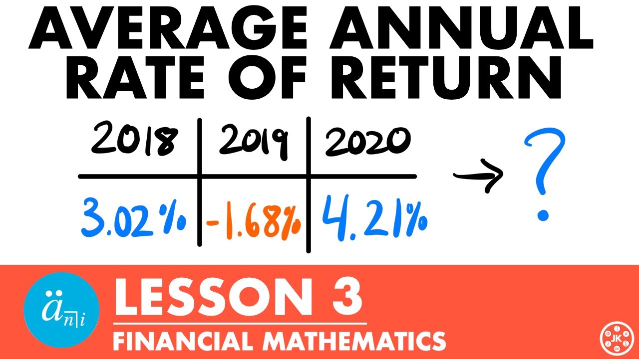 Average Annual Rate of Return | Exam FM | Financial Mathematics Lesson 3 - JK Math