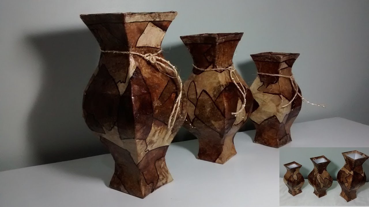 Conjunto de 3 vasos feito com caixa de leite e filtro de café!