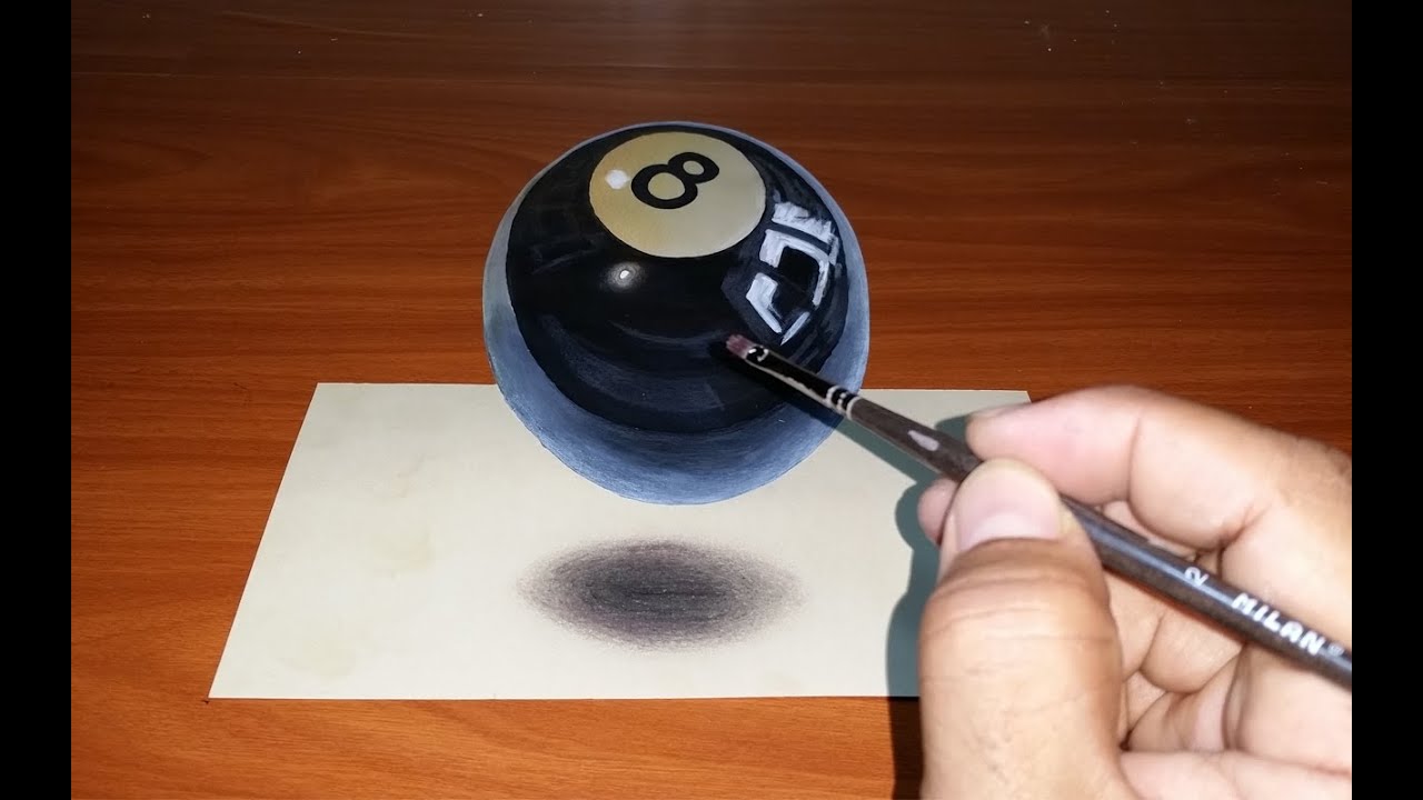How to make a trick art 3D illusion on Paper - Pool 8 | Dessin 3D