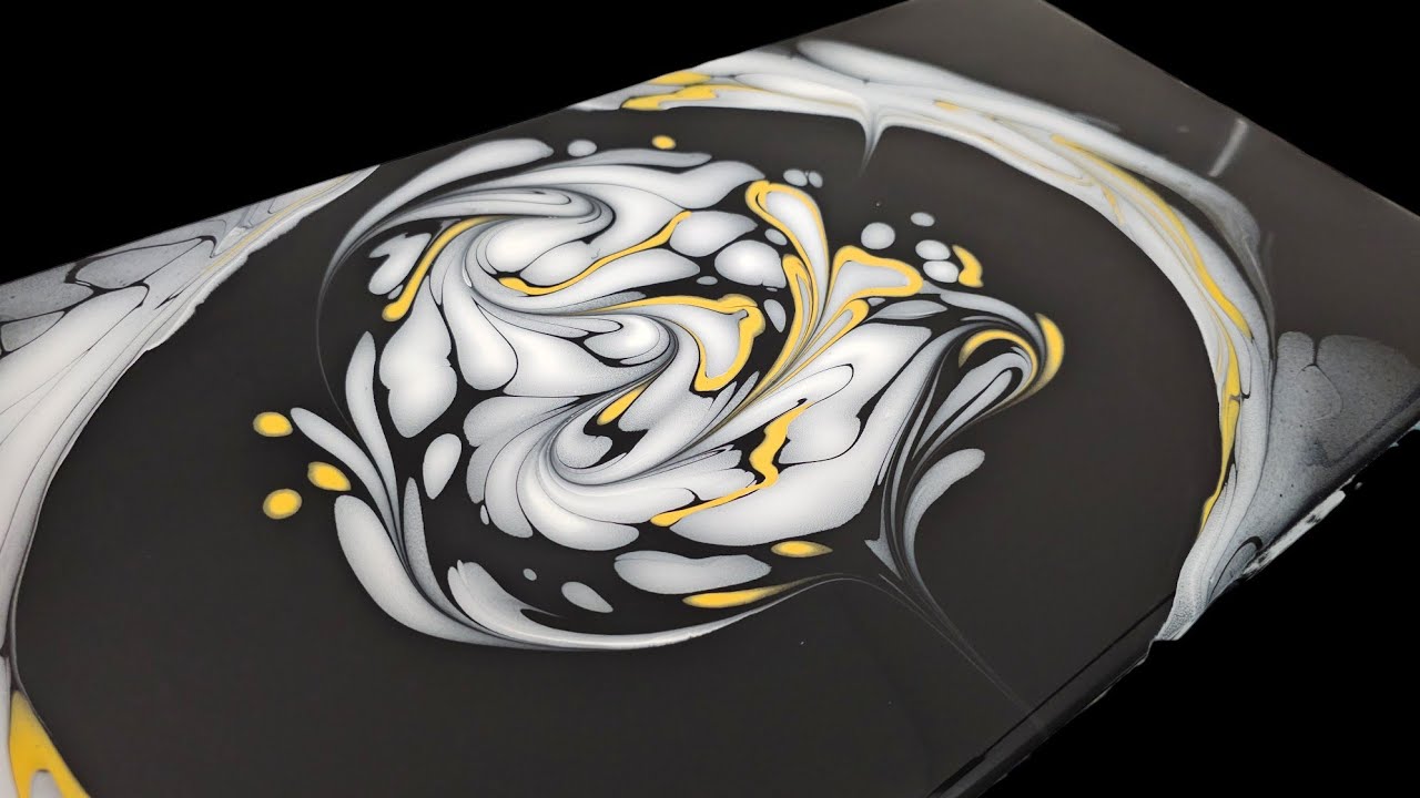 Mesmerized!! I explain the GHOST MARBLE POUR PAINTING Experiment ~ Black and White Art