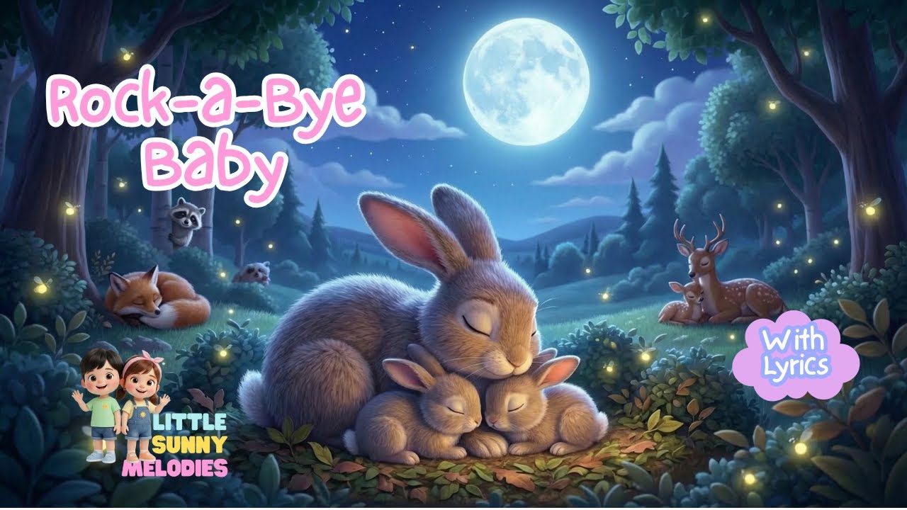 Rock-a-Bye Baby With Lyrics 🎵| Calm Lullaby with Soft 3D Animation | Baby and Toddlers Lullaby