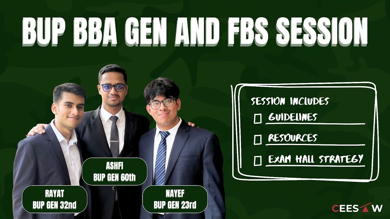BUP BBA GEN & FBS Entrance Exam Session | Guidelines, Resources, and Exam Hall Strategy | CeeSaw