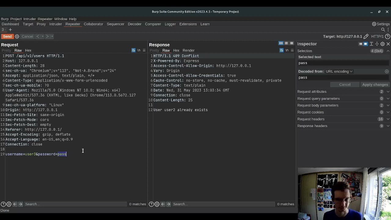 04. Mass Assignment (Privilege Escalation) / Hacking DVWS with Burp Suite