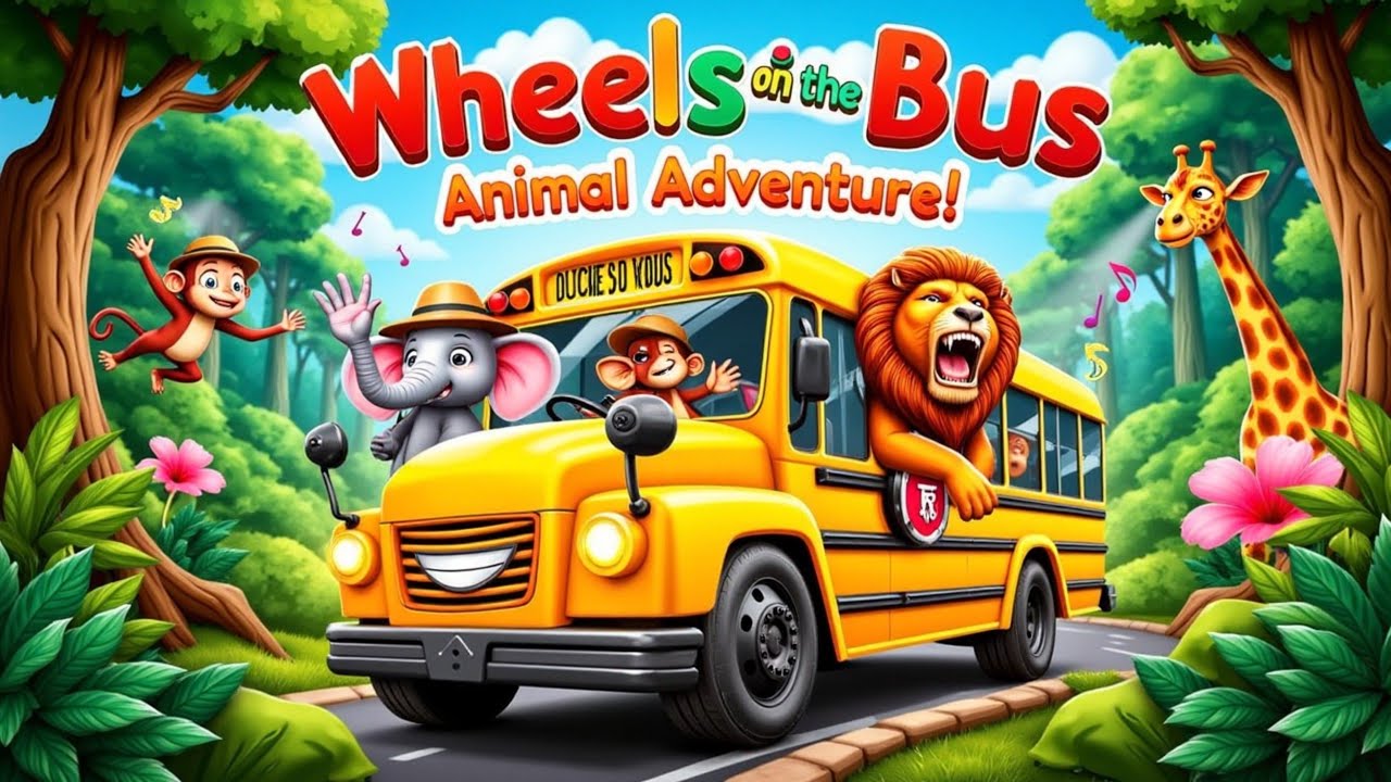 🎵 The Wheels on the Bus - Jungle Animal Adventure Song for Kids | Fun Sing-Along by ToonJoy