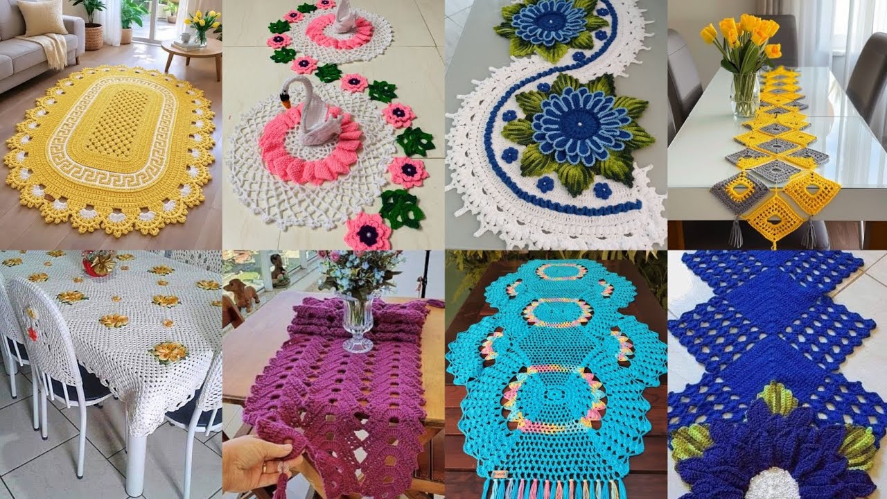 Latest and trending crochet table runner and mats/beautiful circular and rectangular table runner 