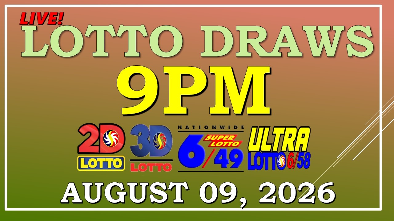 LOTTO RESULT 9PM DRAW ,  AUGUST 09, 2026@LottoResultTV15K