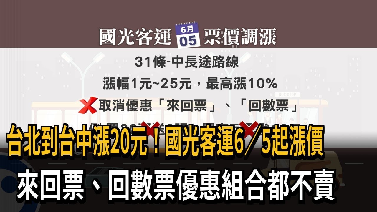 國光客運6／5起漲價 來回票、回數票取消－民視新聞