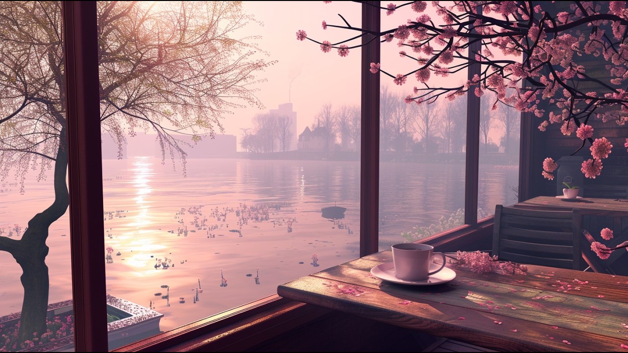 Early Spring Lakeside Piano Jazz 🌸Soft Morning Coffee Music in February