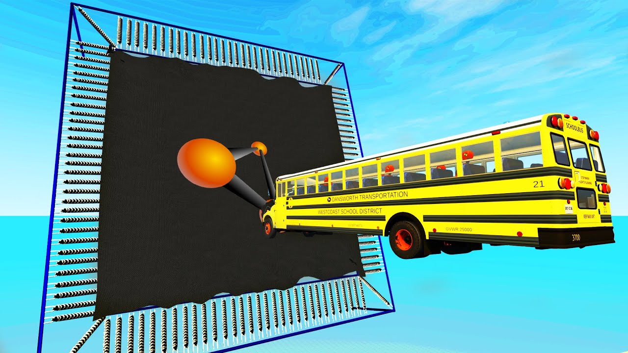 Cars vs Huge Trampoline - BeamNG.DRIVE | CrashTherapy