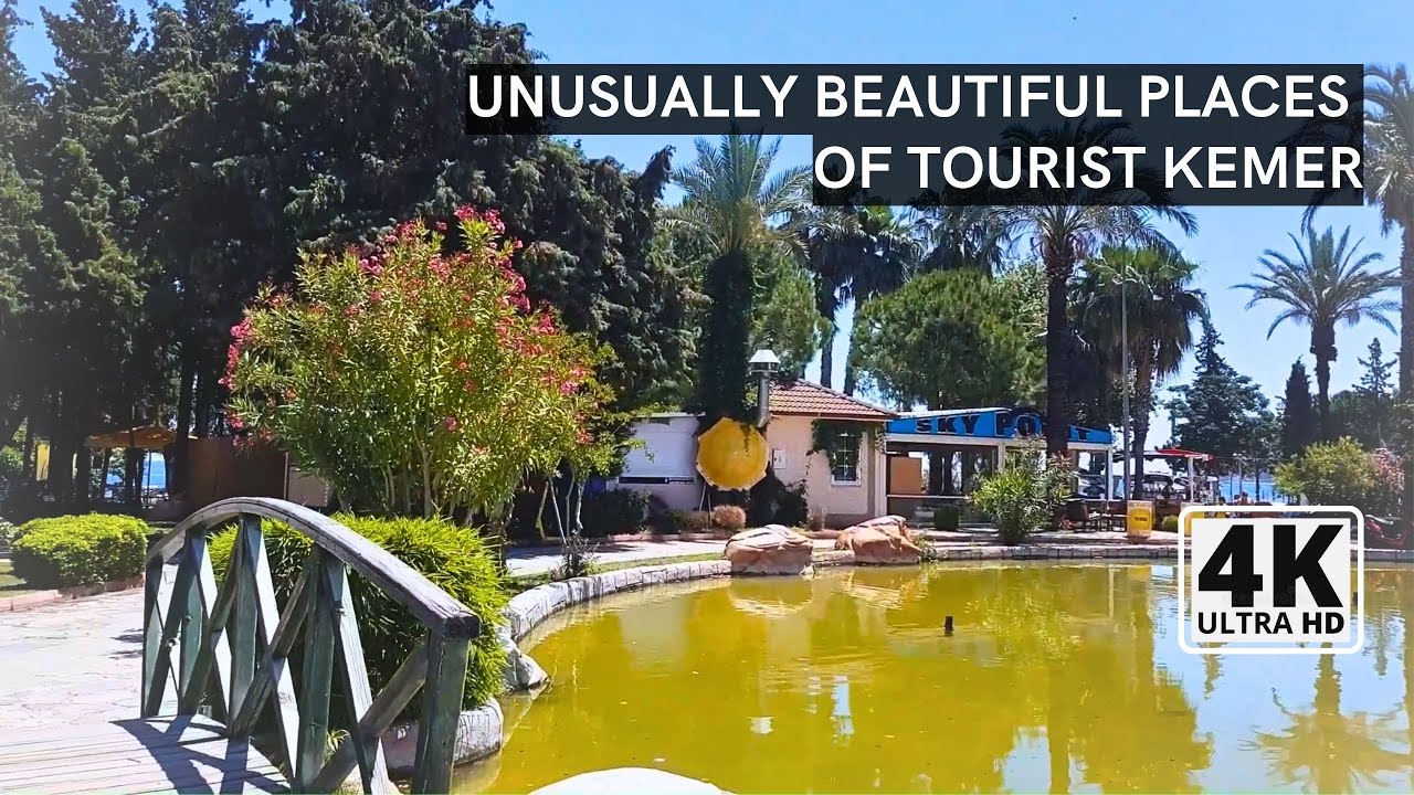 Walking Tour of the Tourist Town of KEMER (Turkey). 4k UHD quality video