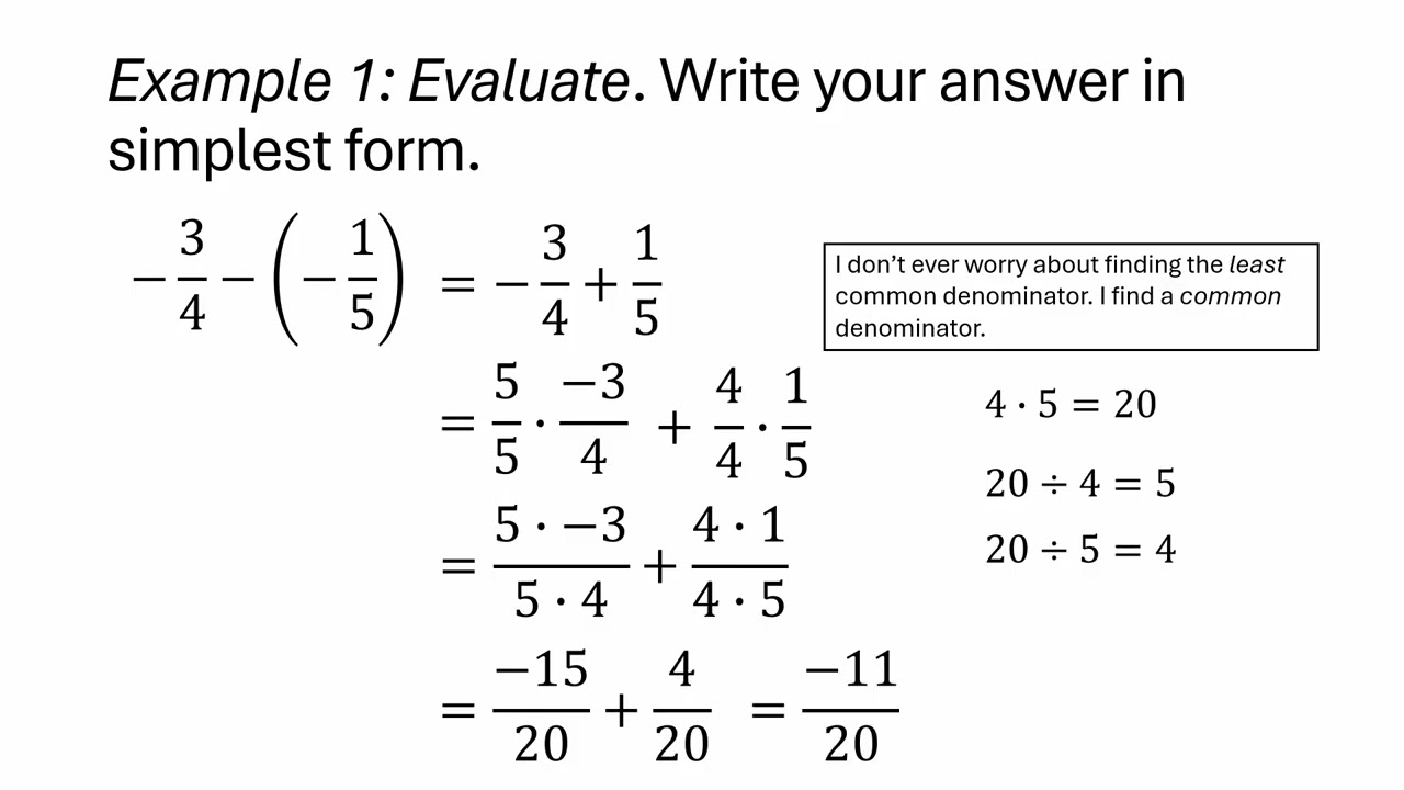Signed fraction subtraction involving double negation
