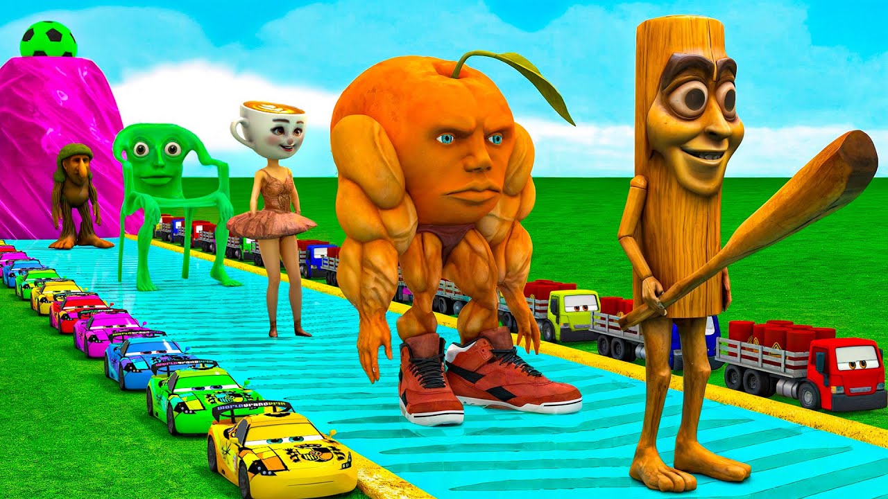 Длинная горка с коровой, слоном, гориллой, бегемотом, тигром, 3D-игра с животными, забавные 3D-жи...
