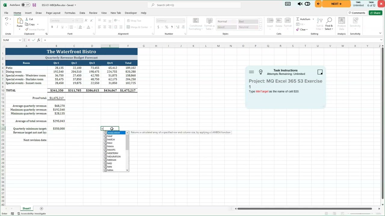 Excel Section 3 - Exercise 1
