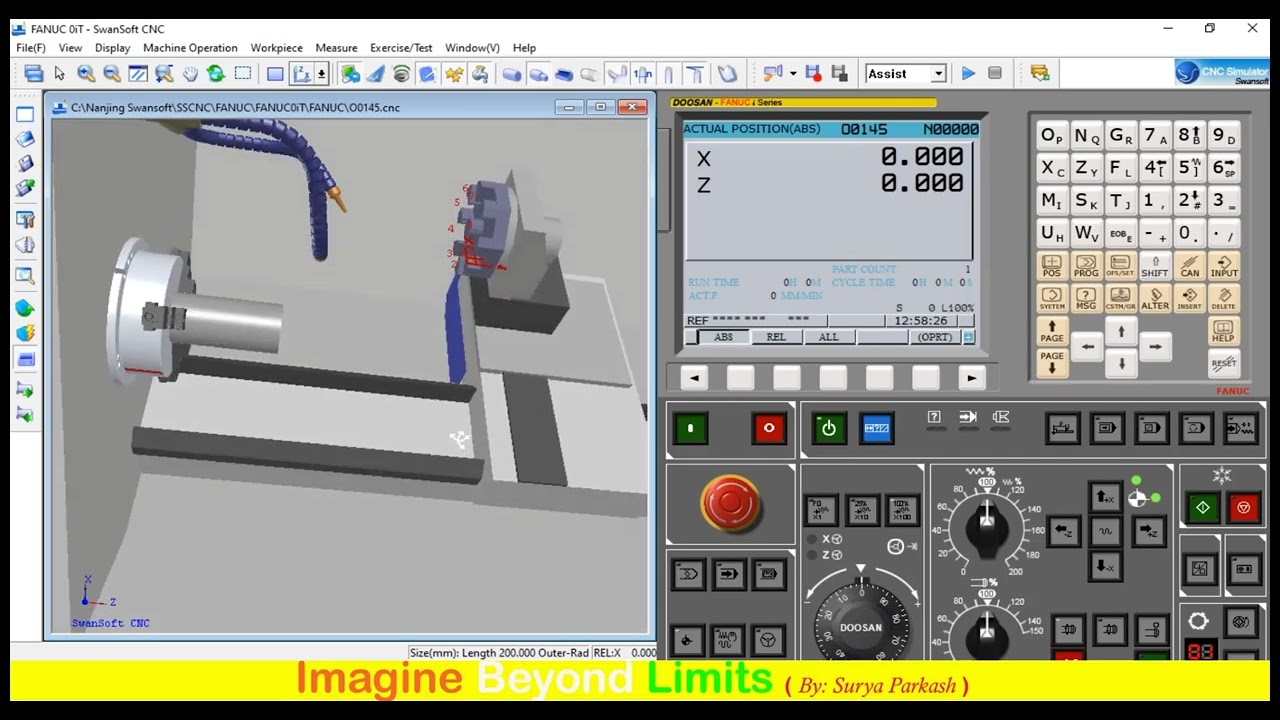 CNC simulator Swansoft add stock and load tool to turret