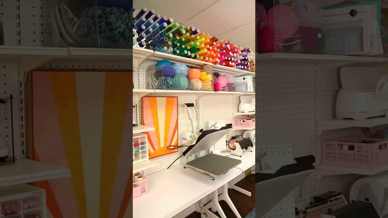 VINYL ORGANIZATION 🌈✨#cricut #organization #craftroom #cricutmade #satisfying #htv #viral #colors