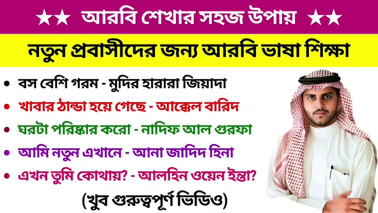 আরবি ভাষা শিখুন সহজে | মাত্র ১০ মিনিটেই আরবিতে কথা বলতে পারবেন | Bangla to Arabic | Arabi language 
