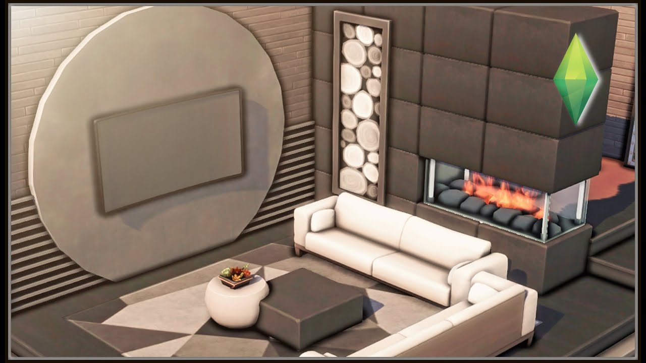 NoCC Double Fireplace! - Sleek Living Space Speed Build - The Sims 4 (no mods)