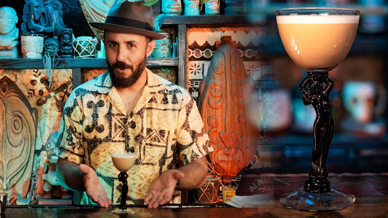 A vintage glass for a Trader Vic's cocktail