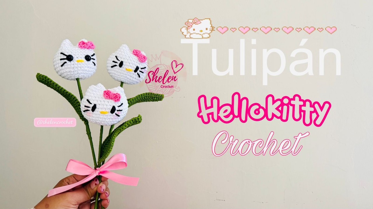 Tulipán Hello Kitty a Crochet 🌷 | Tejido Paso a Paso | Amigurumi Fácil